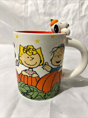 Peanuts 3D Halloween Vampire Snoopy Pumpkin Mug White & Orange